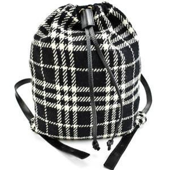 695 Handbags - BURBERRY Black Ivory Nova Check Wool Backpack